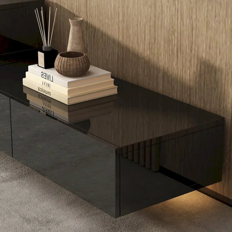Schwebendes LED-TV-Möbel, Entertainment-Schrank für Zuhause und Büro, 2 STÜCK