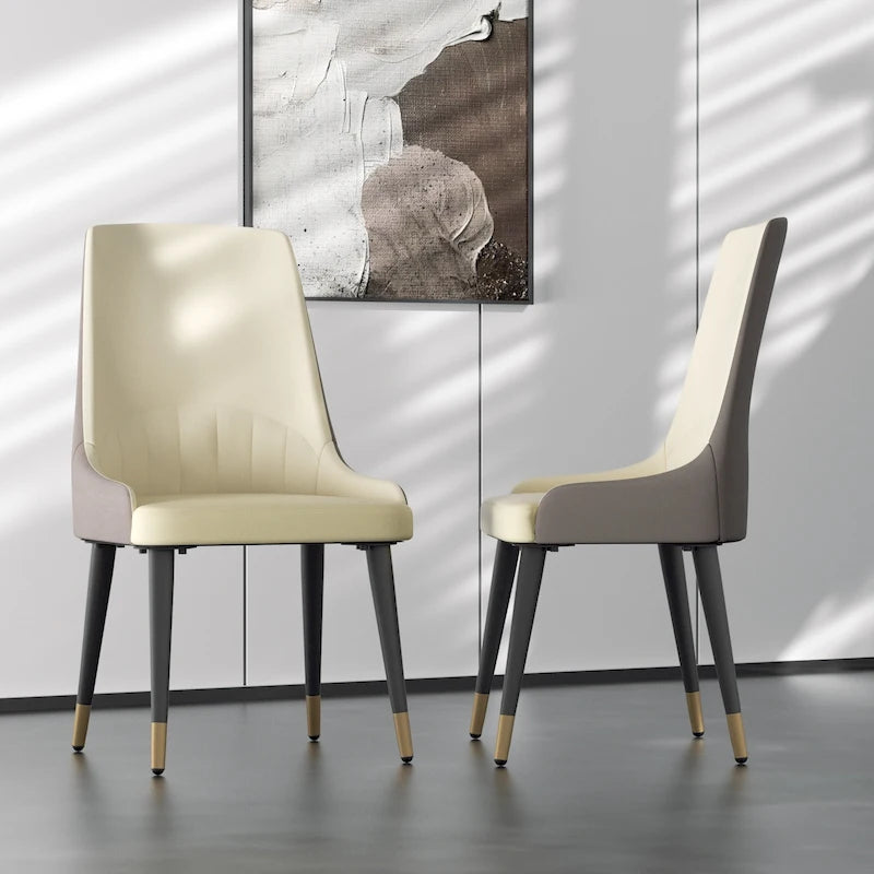 2 pièces, chaise de salle à manger contemporaine en cuir - 18x19.7x32.3 pouces