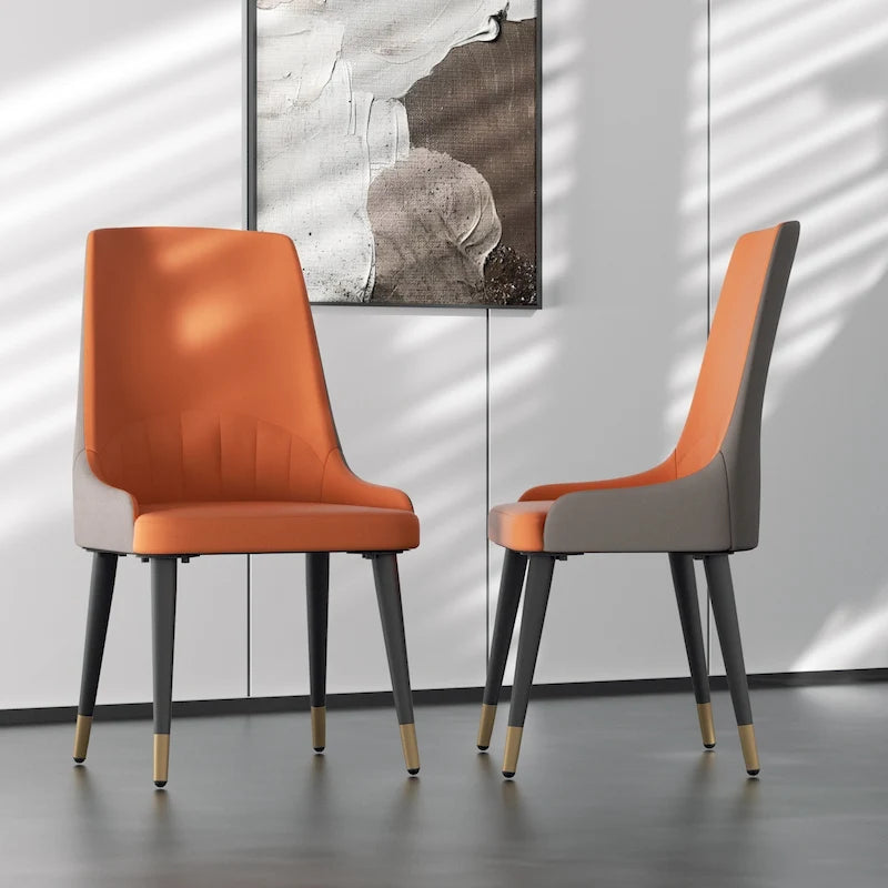 2 pièces, chaise de salle à manger contemporaine en cuir - 18x19.7x32.3 pouces