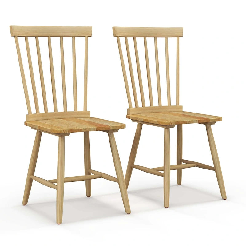 Lot de 2 chaises de salle à manger sans accoudoirs, à dossier à barreaux, en matériau massif - Voir les détails