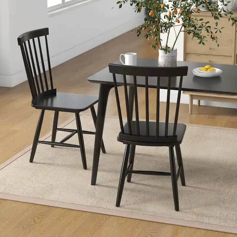 Esszimmerstühle, 2er-Set, ohne Armlehnen, Spindelrücken, massiv - Details ansehen