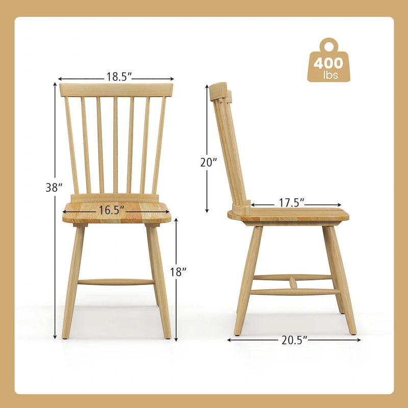 Esszimmerstühle, 2er-Set, ohne Armlehnen, Spindelrücken, massiv - Details ansehen