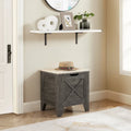 Banc coffre de rangement, coffre en bois avec tapis en osier, charnières de sécurité, banc à chaussures avec rangement pour l'entrée, coffre de rangement de style industriel