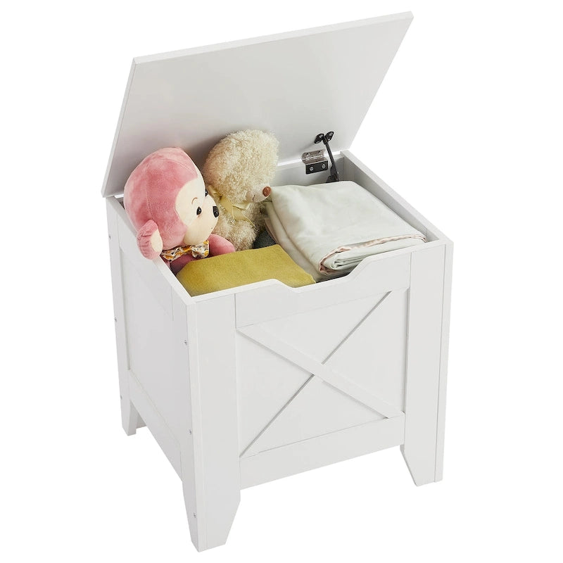 Banc coffre de rangement, coffre en bois avec tapis en osier, charnières de sécurité, banc à chaussures avec rangement pour l'entrée, coffre de rangement de style industriel