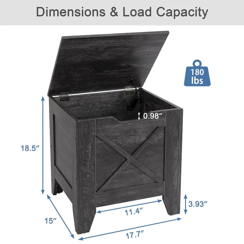 Banc coffre de rangement, coffre en bois avec tapis en osier, charnières de sécurité, banc à chaussures avec rangement pour l'entrée, coffre de rangement de style industriel