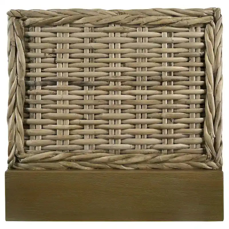 Kingsize-Bett, Rattan-Geflecht, Paneel-Kopfteil, graues Mahagoni