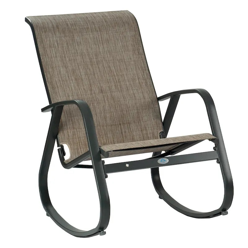 Fauteuil à bascule contemporain d'extérieur pour terrasse, avec assise en bandoulière