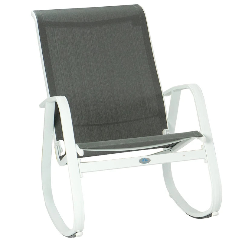 Fauteuil à bascule contemporain d'extérieur pour terrasse, avec assise en bandoulière