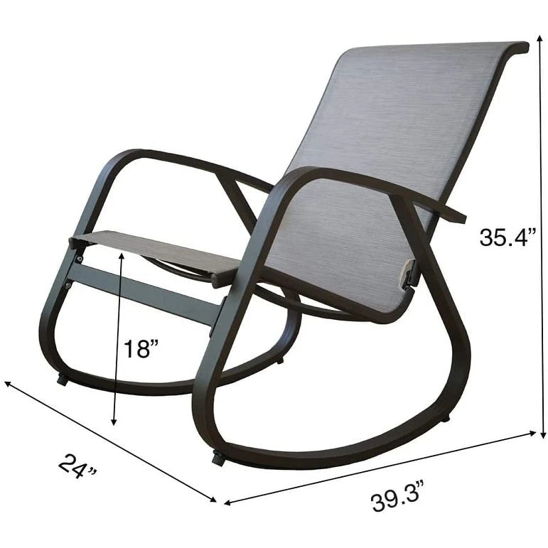 Fauteuil à bascule contemporain d'extérieur pour terrasse, avec assise en bandoulière
