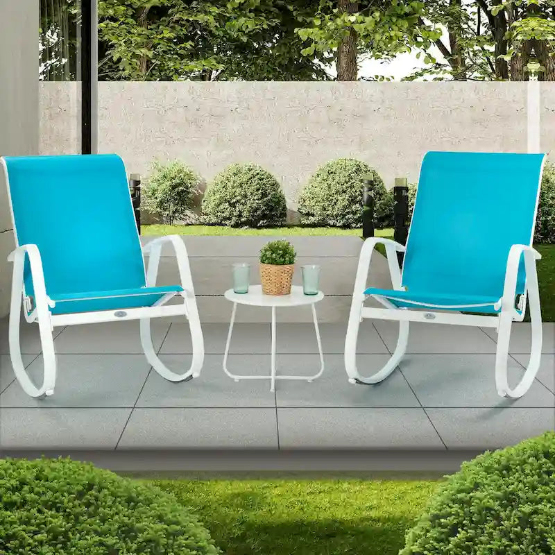 Fauteuil à bascule contemporain d'extérieur pour terrasse, avec assise en bandoulière