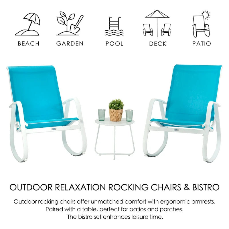 Fauteuil à bascule contemporain d'extérieur pour terrasse, avec assise en bandoulière