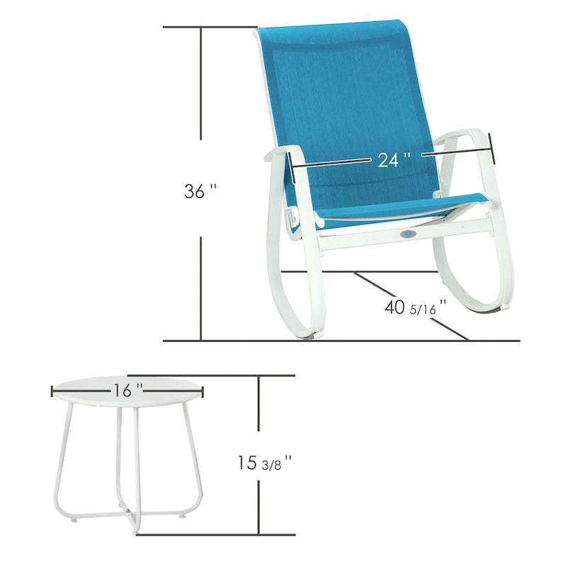 Fauteuil à bascule contemporain d'extérieur pour terrasse, avec assise en bandoulière