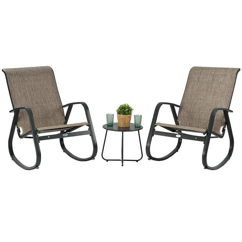 Fauteuil à bascule contemporain d'extérieur pour terrasse, avec assise en bandoulière