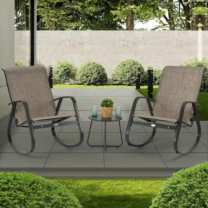 Fauteuil à bascule contemporain d'extérieur pour terrasse, avec assise en bandoulière