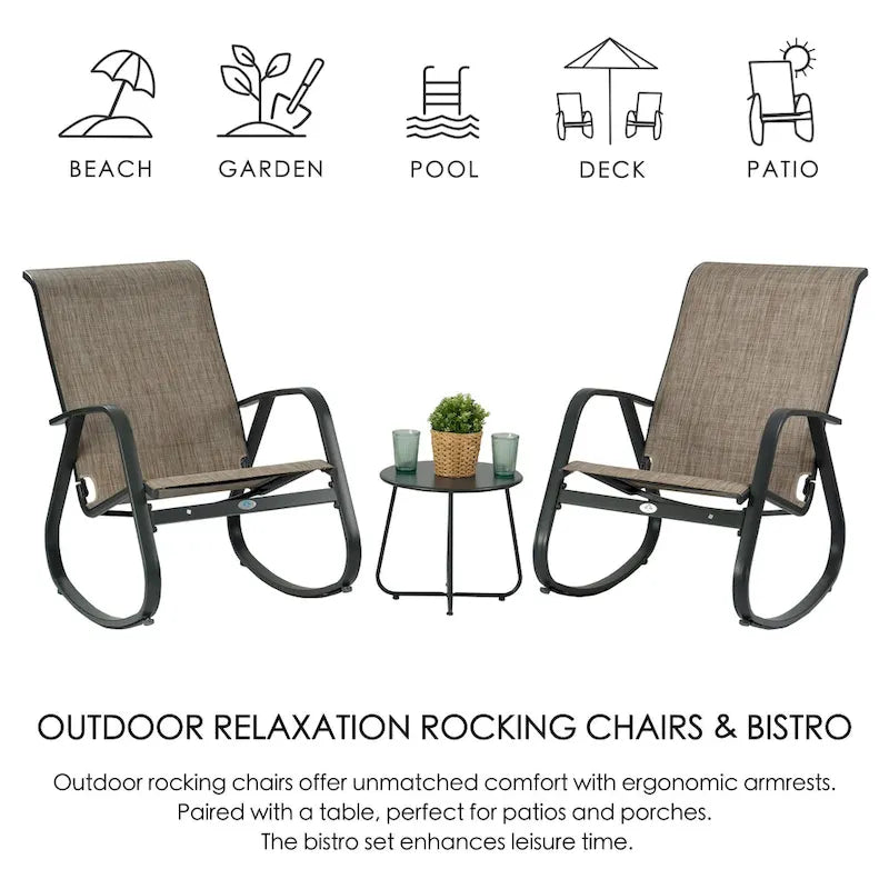 Fauteuil à bascule contemporain d'extérieur pour terrasse, avec assise en bandoulière