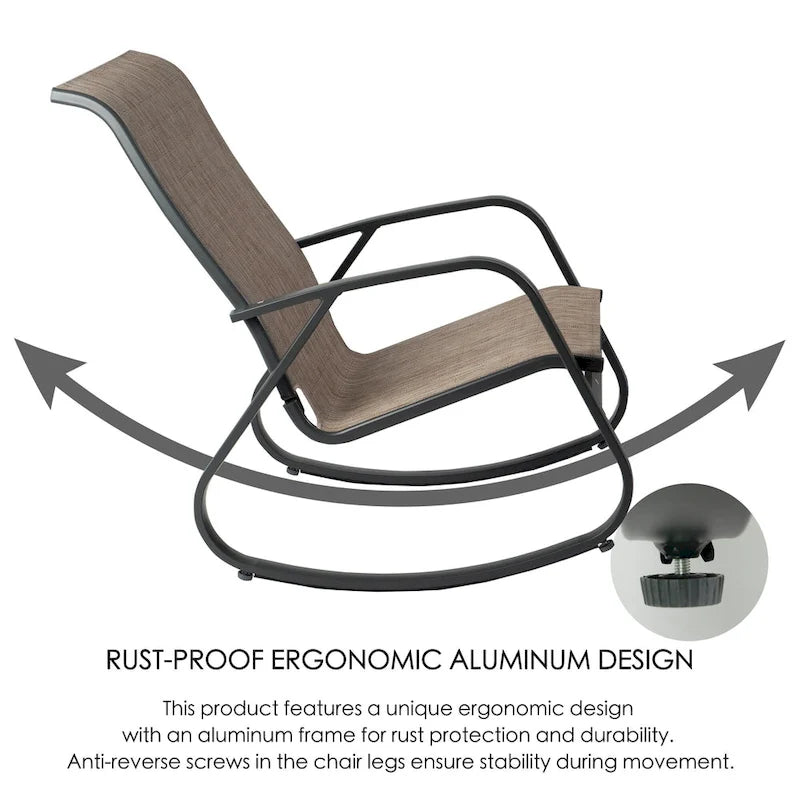 Fauteuil à bascule contemporain d'extérieur pour terrasse, avec assise en bandoulière