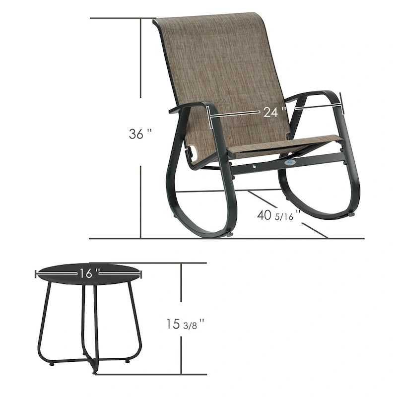 Fauteuil à bascule contemporain d'extérieur pour terrasse, avec assise en bandoulière