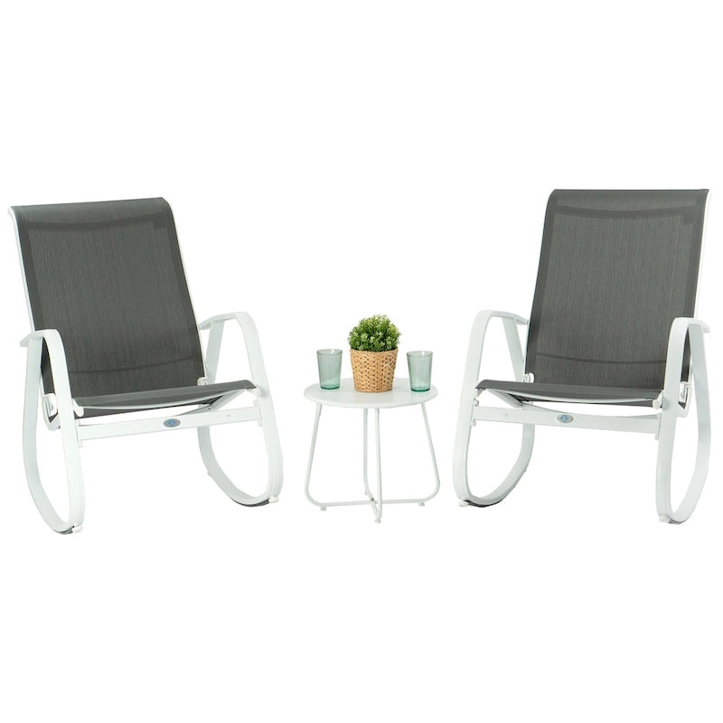 Fauteuil à bascule contemporain d'extérieur pour terrasse, avec assise en bandoulière