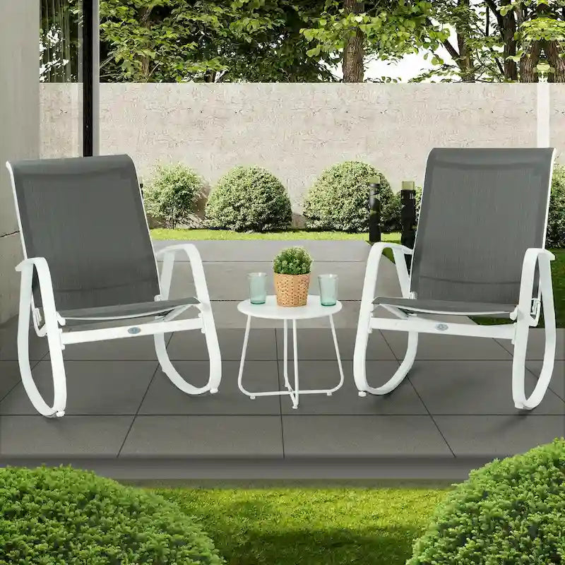 Fauteuil à bascule contemporain d'extérieur pour terrasse, avec assise en bandoulière