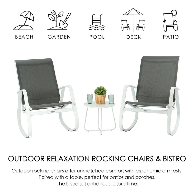 Fauteuil à bascule contemporain d'extérieur pour terrasse, avec assise en bandoulière