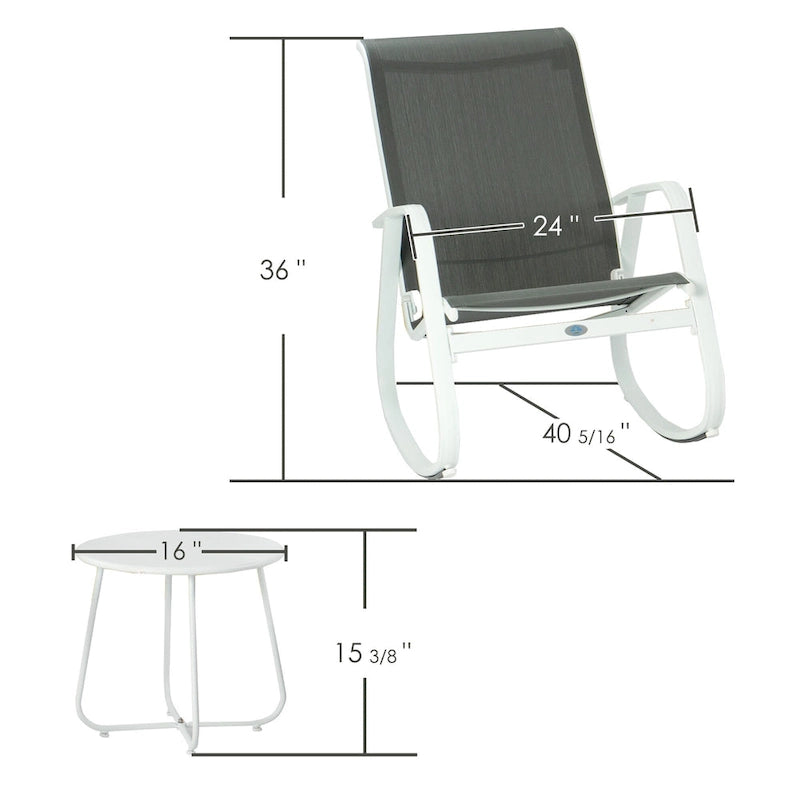 Fauteuil à bascule contemporain d'extérieur pour terrasse, avec assise en bandoulière