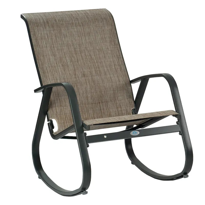 Fauteuil à bascule contemporain d'extérieur pour terrasse, avec assise en bandoulière