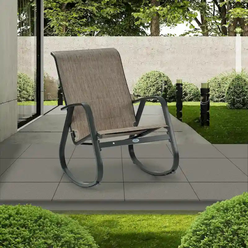 Fauteuil à bascule contemporain d'extérieur pour terrasse, avec assise en bandoulière