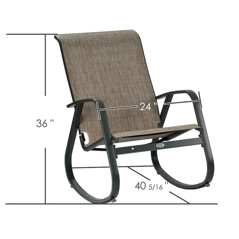 Fauteuil à bascule contemporain d'extérieur pour terrasse, avec assise en bandoulière