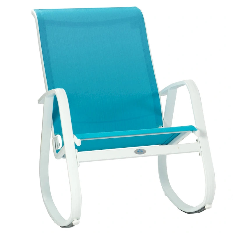 Fauteuil à bascule contemporain d'extérieur pour terrasse, avec assise en bandoulière