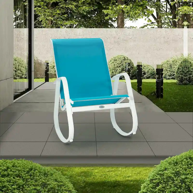 Fauteuil à bascule contemporain d'extérieur pour terrasse, avec assise en bandoulière