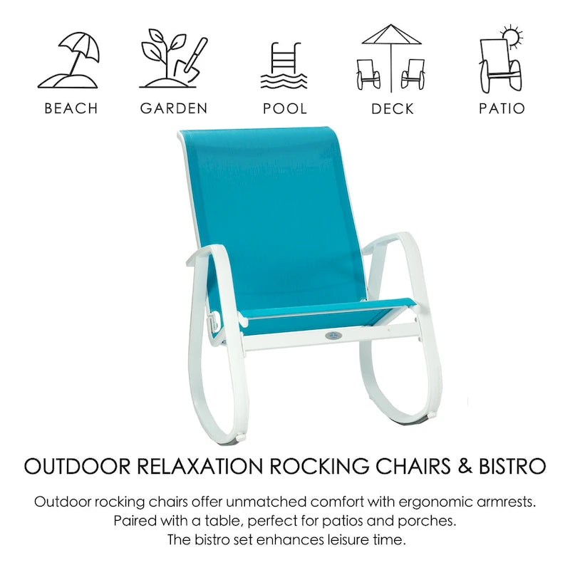 Fauteuil à bascule contemporain d'extérieur pour terrasse, avec assise en bandoulière
