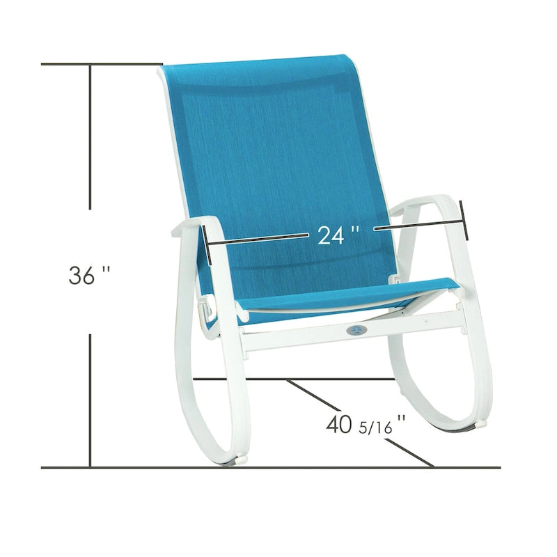 Fauteuil à bascule contemporain d'extérieur pour terrasse, avec assise en bandoulière