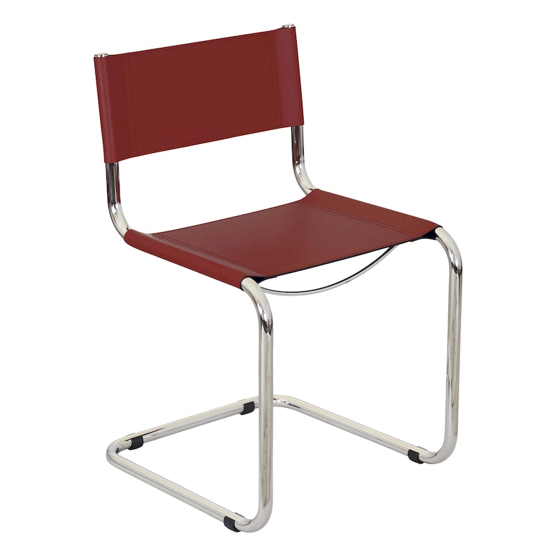 Chaise d'appoint cantilever avec structure chromée (plusieurs coloris de cuir reconstitué)