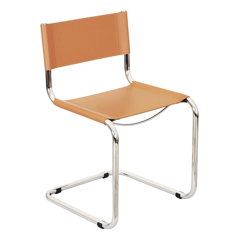 Chaise d'appoint cantilever avec structure chromée (plusieurs coloris de cuir reconstitué)