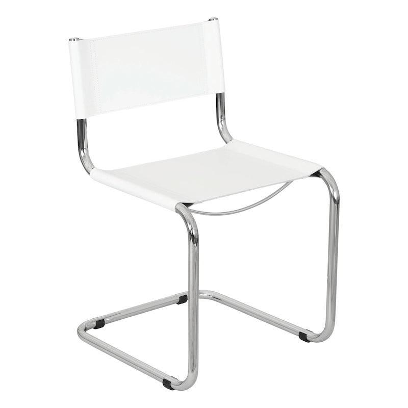 Chaise d'appoint cantilever avec structure chromée (plusieurs coloris de cuir reconstitué)