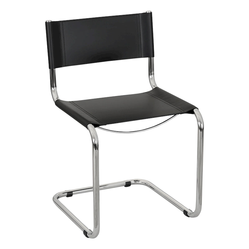 Chaise d'appoint cantilever avec structure chromée (plusieurs coloris de cuir reconstitué)