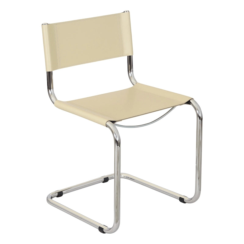 Chaise d'appoint cantilever avec structure chromée (plusieurs coloris de cuir reconstitué)