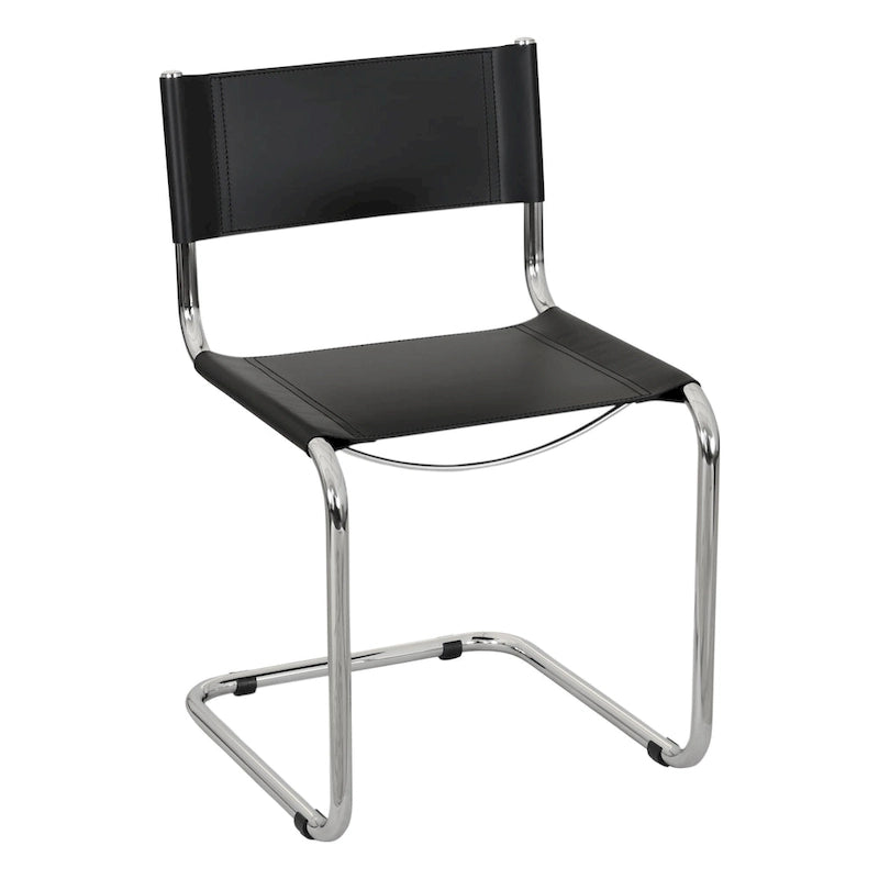 Chaise d'appoint cantilever avec structure chromée (plusieurs coloris de cuir reconstitué)