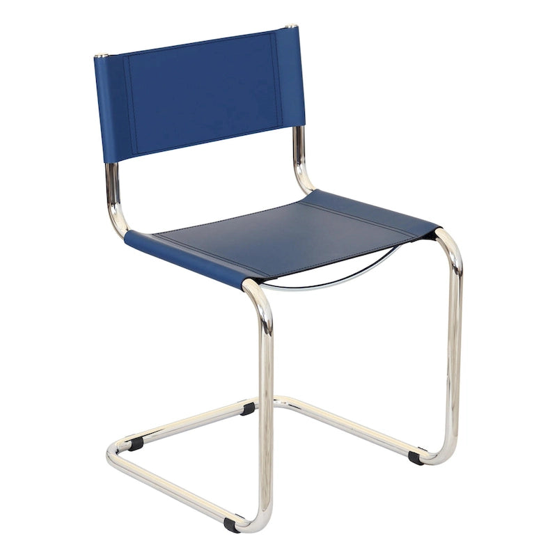 Chaise d'appoint cantilever avec structure chromée (plusieurs coloris de cuir reconstitué)