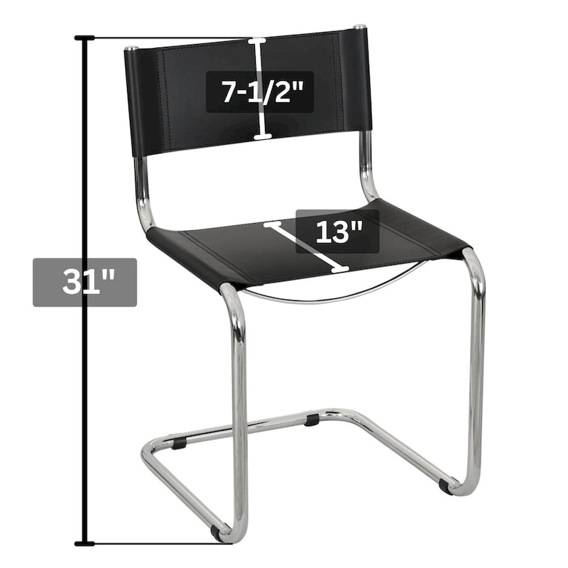 Cantilever Side Chair w/ Chrome Frame (Various Bonded Leather Colors)