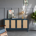 Handgefertigte Seitenwand mit hochwertiger Maserung, Rattan-Sideboard und Buffet-Schrank, Akzent-Stauraumschrank, Marineblau - N/A