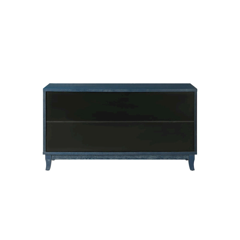Handgefertigte Seitenwand mit hochwertiger Maserung, Rattan-Sideboard und Buffet-Schrank, Akzent-Stauraumschrank, Marineblau - N/A